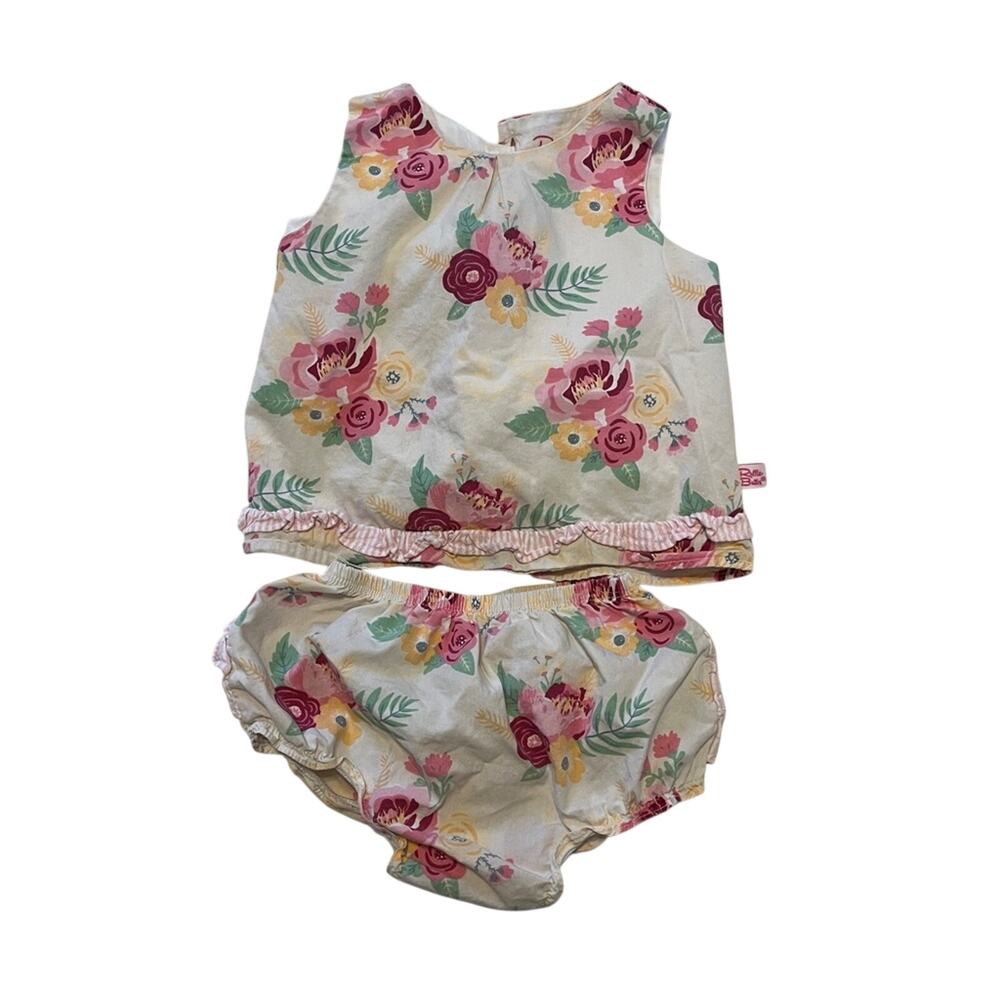 Ruffle Butts Floral Two-Piece Baby Tank & Bloomers Set - Pink & Yellow